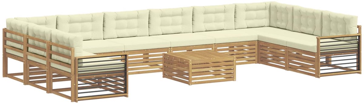 vidaXL Sofa-Sets - 11 - st - 10-zits - White - and - Cream - Polyester Wit en crème