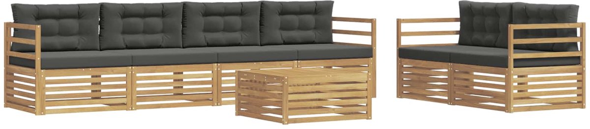 vidaXL Buiten - bank - set - 7 - st - 6-zits - Wit - en - antracietkleurig - Polyester Wit en antracietkleurig
