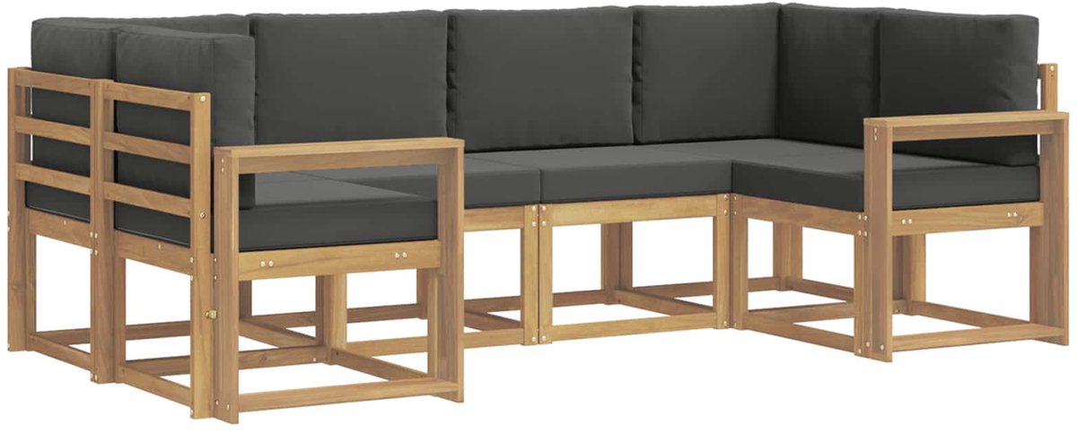 vidaXL Buiten - bank - set - 6 - st - 6-zits - Wit - en - antracietkleurig Wit en antracietkleurig