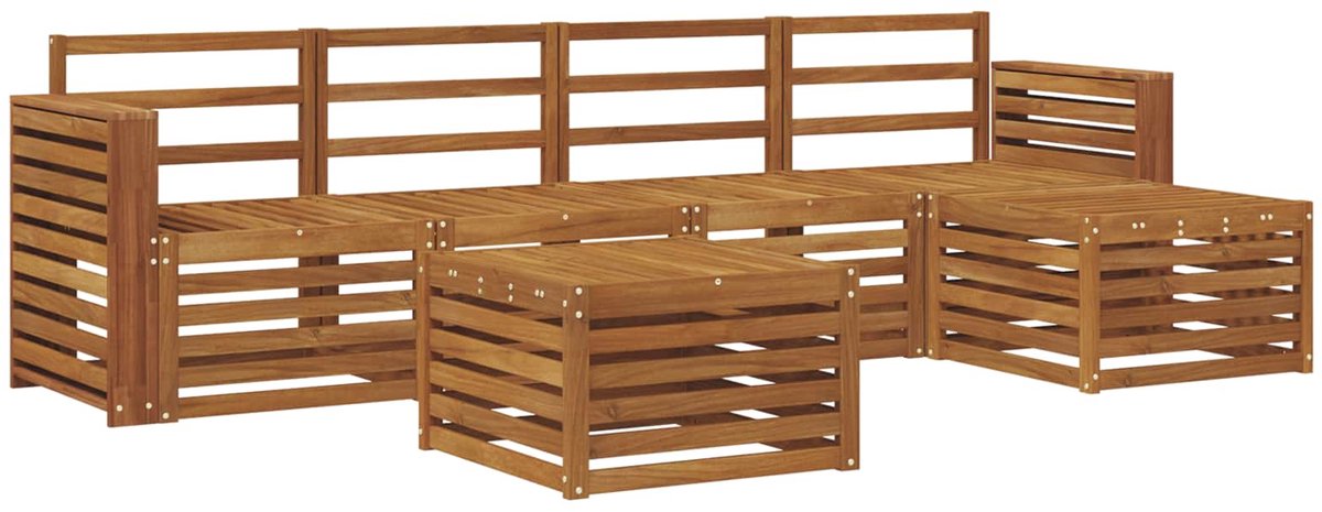 vidaXL Buiten - bank - set - 6 - st - 5-zits - Naturel - Massief - Acacia - Hout