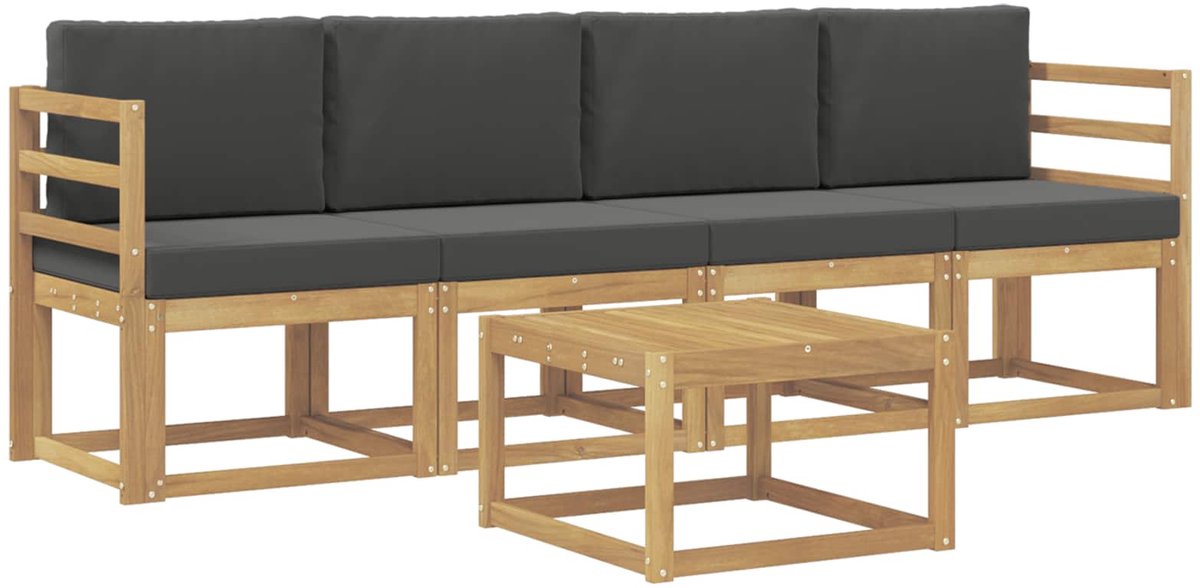 vidaXL Buiten - bank - set - 5 - st - 4-zits - Wit - en - antracietkleurig Wit en antracietkleurig