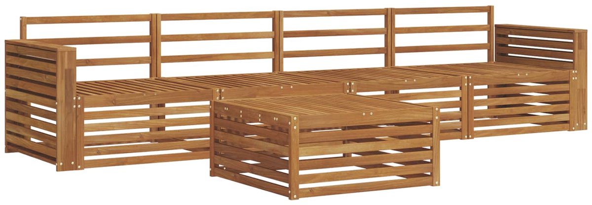 vidaXL Buiten - bank - set - 5 - st - 4-zits - Naturel - Massief - Acacia - Hout