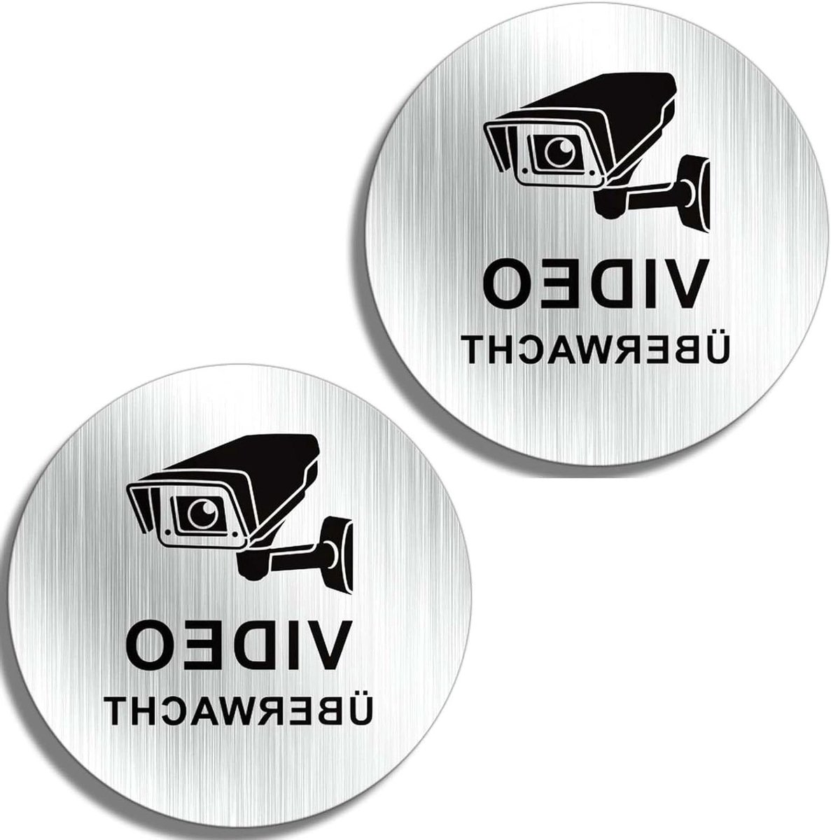 Bewakingsbord Video - Camerabewaking Sticker - Afschrikking Indringers - Aluminium Weerbestendig - 10 x 10 cm - Zilver