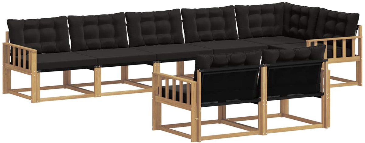 vidaXL Buiten - bank - set - 8 - st - 8-zits - Wit - en - zwart Wit en zwart