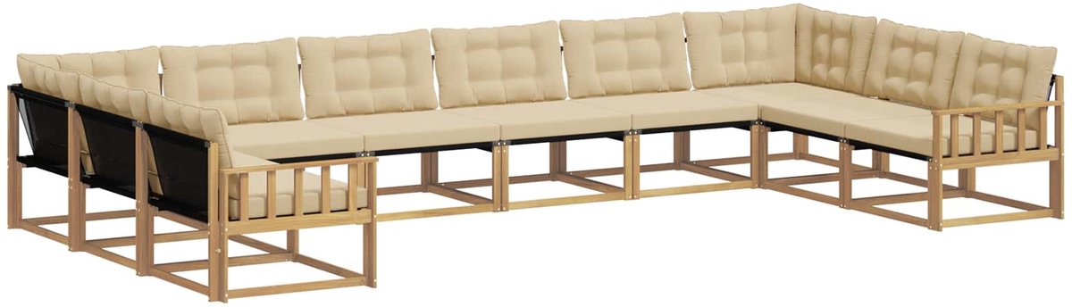 vidaXL Buiten - bank - set - 10 - st - 10-zits - Wit - en - Beige Wit en Beige