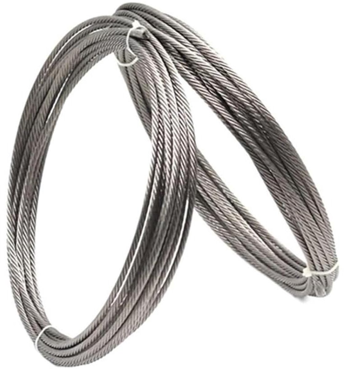 Staalkabel PVC Gecoat - Roestvrij staaldraad - Waslijn Ophangen - 7x7 Structuur - 10 Meter - Zilver