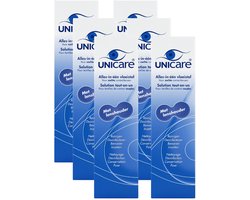 Unicare - Alles-in-één Lenzenvloeistof - 6 stuks 250ML - Voor Zachte Lenzen - voor Gevoelige Ogen - Inclusief 6 Lenzendoosjes