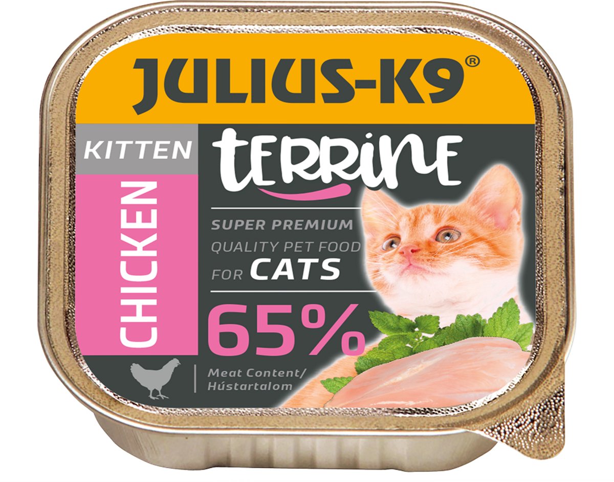 Julius K9 Julius-K9 - Natvoer kat - Natvoer voor kittens – Zachte kattenpaté met kip - 5 x 100g