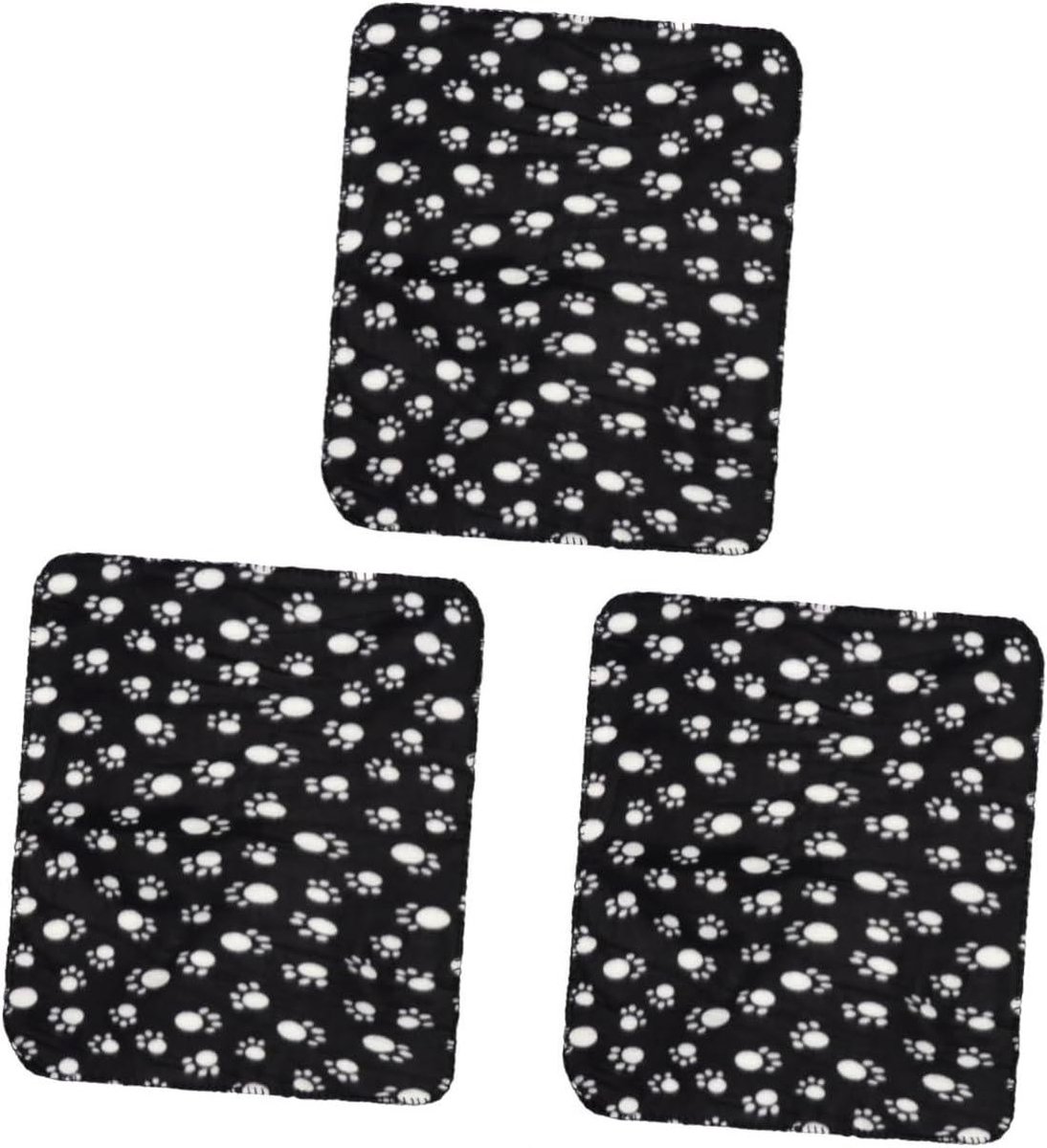 Huisdierdekens - Katten Dekentjes Puppy - Huisdier Comfort - Dubbelzijdig Fleece - 60x70cm x 3 stuks - Zwart met witte poten