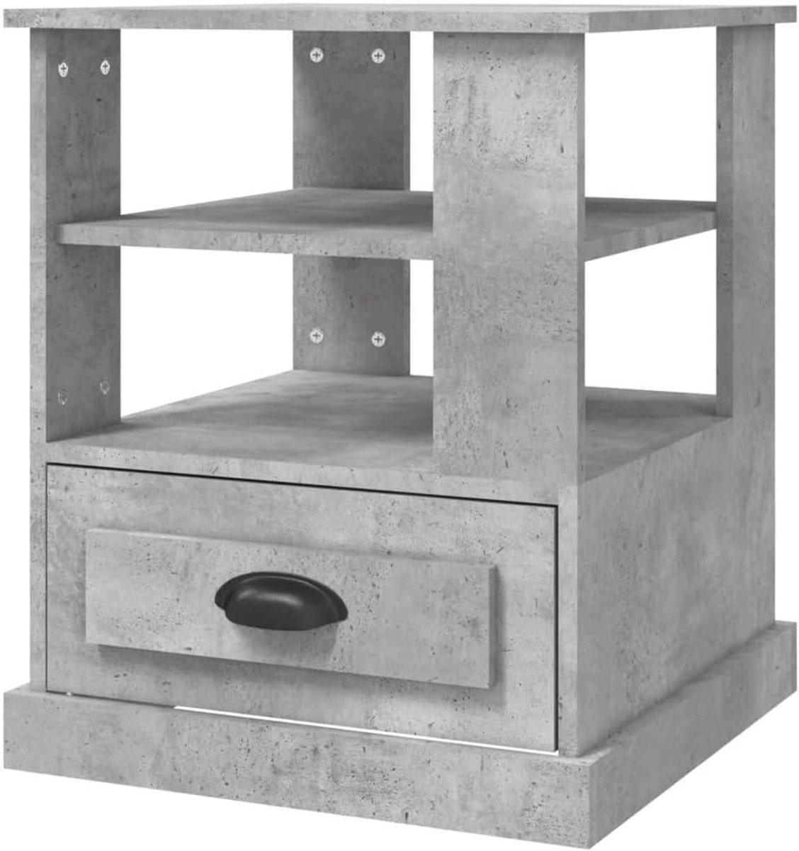 Bijzettafel - Eindtafel Koffietafel - Opbergen Decoreren - Rustieke Charmante Stijl - 50x50x60 cm - Betongrijs