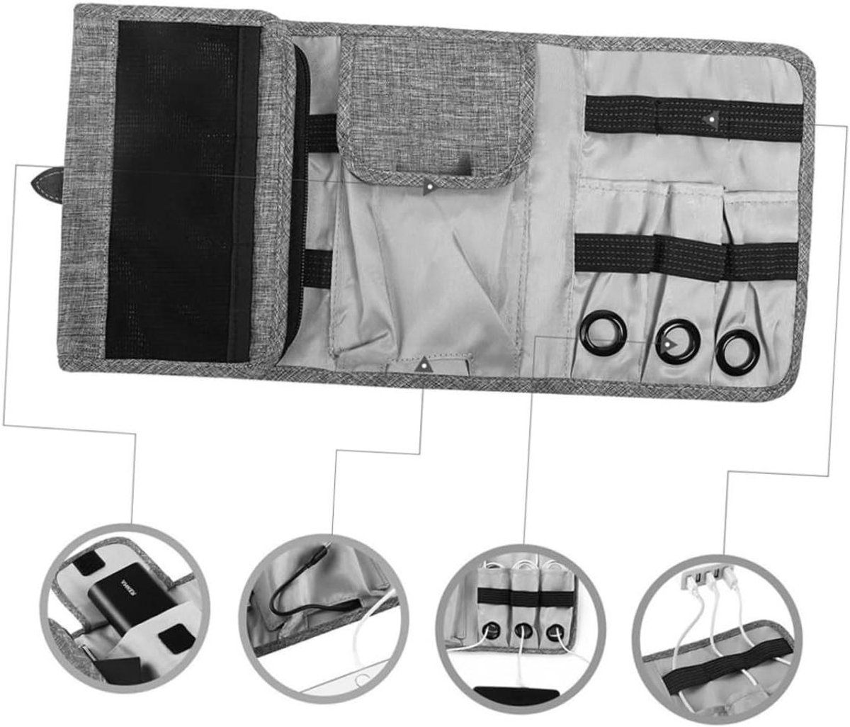 Kabel Opbergtas - Elektronica Organizer - Reis Accessoires - Grote Capaciteit - 12x19cm - Grijs