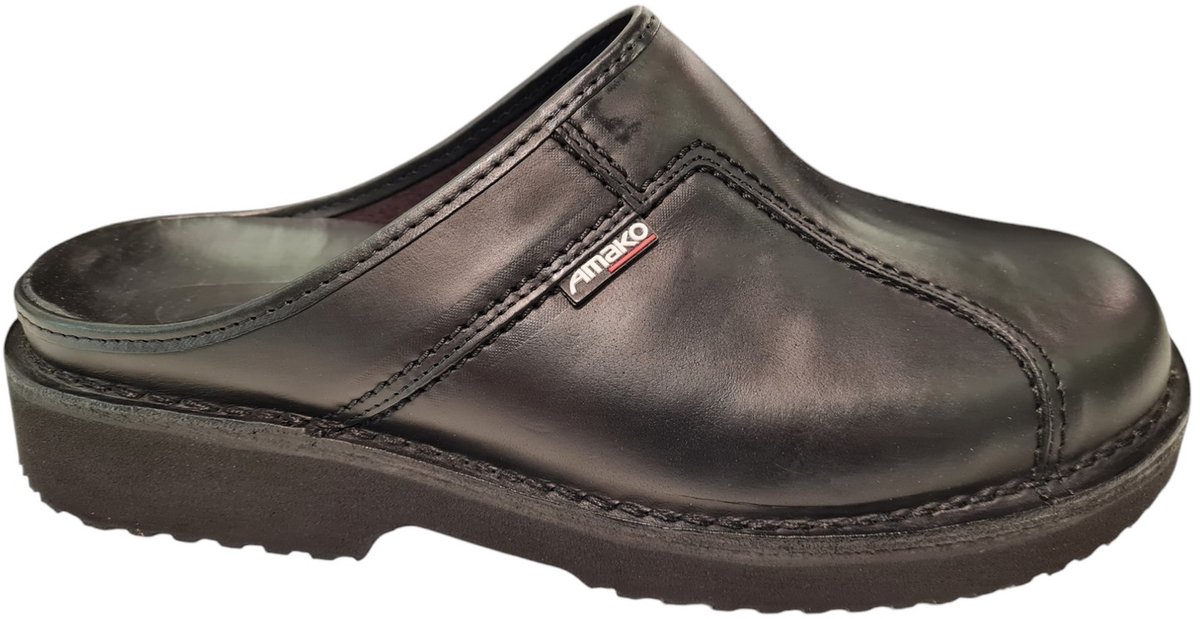 Amako 575 Zweedse Muilen Zwart Leren Klompen Heren - Zwart - 45