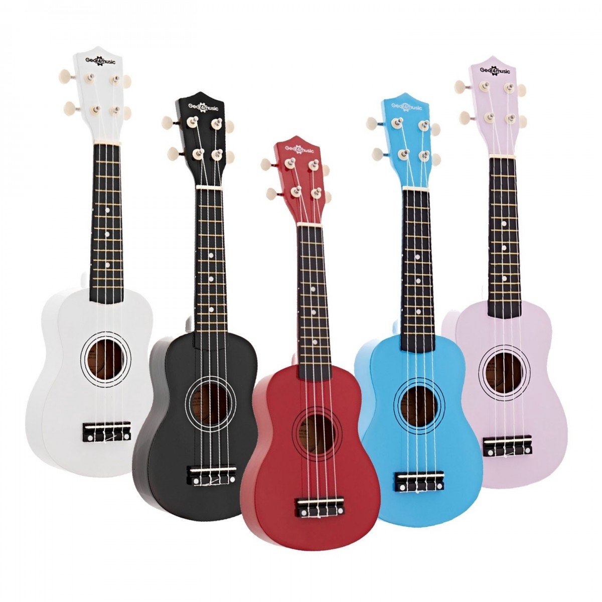 Ukulele van Gear4music, Meerkleurig, Pakket van 5