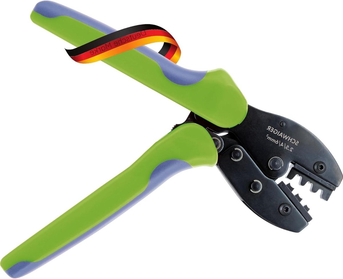 Krimptang Zonne-stekker - Zonne kabel tang - Zonne-energie installatie - Drie kabeldoorsnedes - 2.5 4 6 mm² - Groen/Zwart