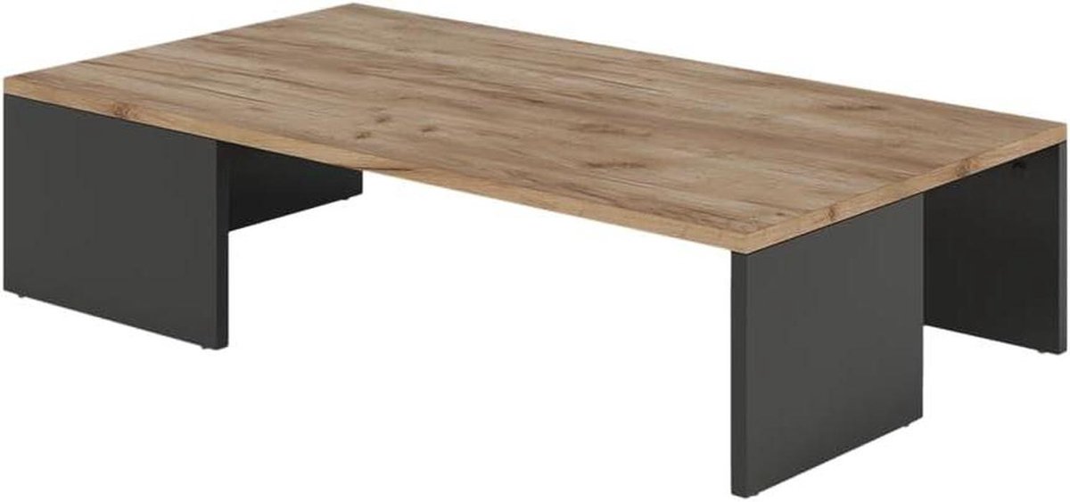 Koffietafel Hardi - Salontafel Bijzettafel - Woonkamer Inrichten - Tijdloos Design Vierkante Lijnen - 90 x 50 cm - Antraciet Goud-Eiken