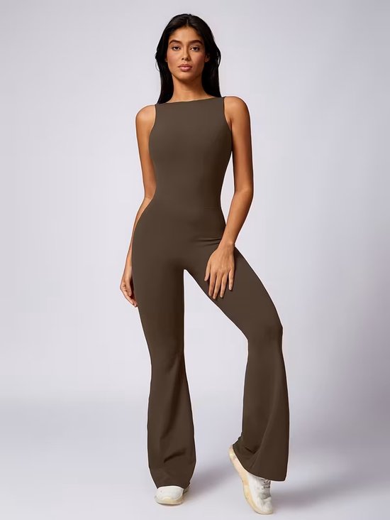 Body SparkNine Urbangoddes pour femme - combinaison de sport slim fit - M - marron - sans manches et à séchage rapide - grande élasticité - tenue de fitness et décontractée confortable