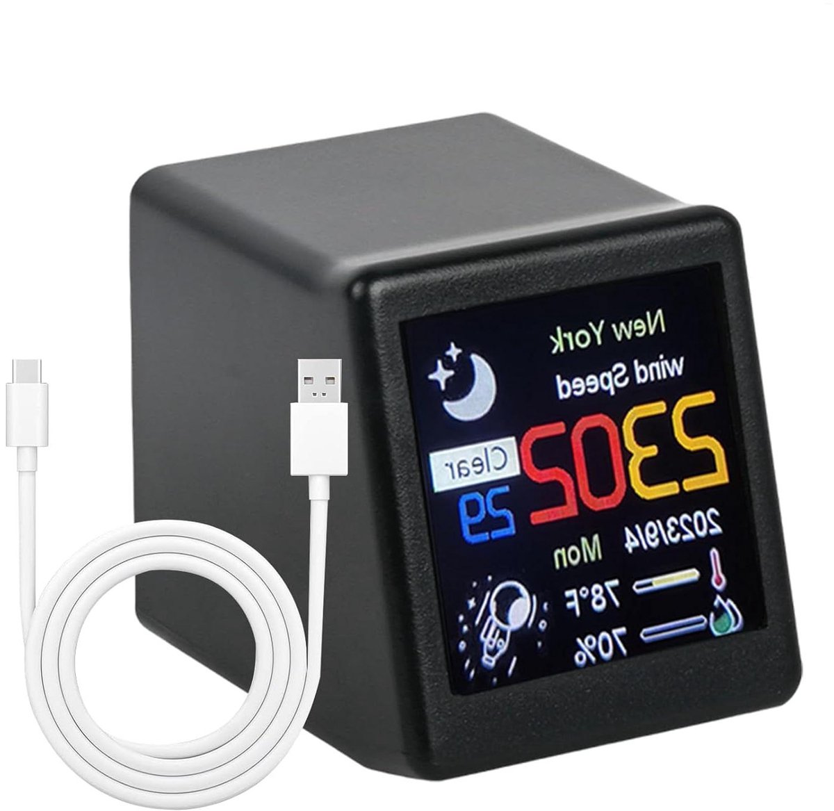 Draadloos Weerstation - Slimme Weersdecoratie - Thuis Weer Inzien - Realtime Updates - 3.5 x 4.8 x 4 cm - Zwart