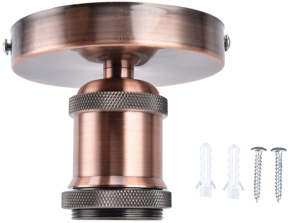 aladdien - Vintage Lamp Houder - Retro Plafondlamp Fitting - E26 E27 - Uniek Design - Duurzaam - Geschikt voor Woonkamer - Rood