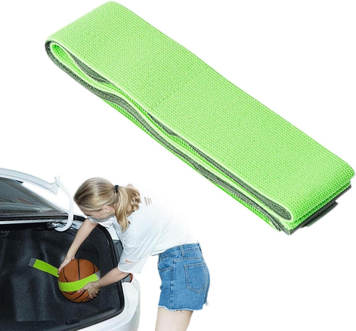 Bevestigingsriem Brandblusser - Spanband Autospanband - Auto Organisatie - Dubbellaags Elastisch Ontwerp - 60 cm - Groen