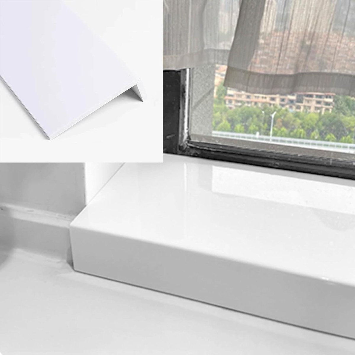 Vensterbank Hoes - Vensterbank Overzet - Vensterbank Vernieuwen - Krasbestendig PVC - 60-120cm x 10-40cm - Wit