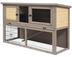duvoplus Woodland konijnenhok Bel-Étage Country FSC 136.5x50x85cm grijs/beige