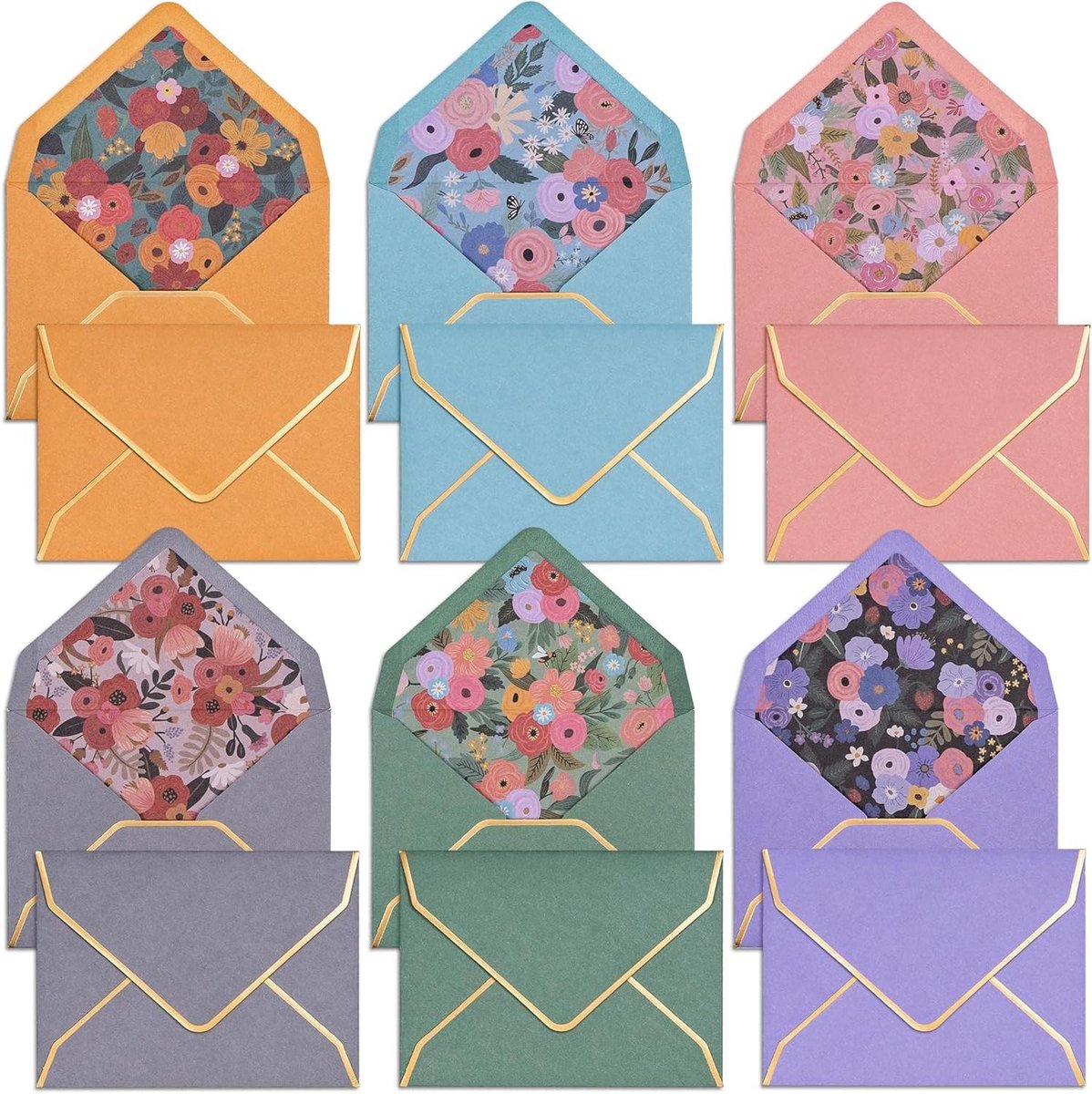 Mini Enveloppen - Kleine Enveloppen Gekleurd - Cadeaukaarten Verpakken - Met Gouden Rand - 94 x 69 cm - Pastelkleuren