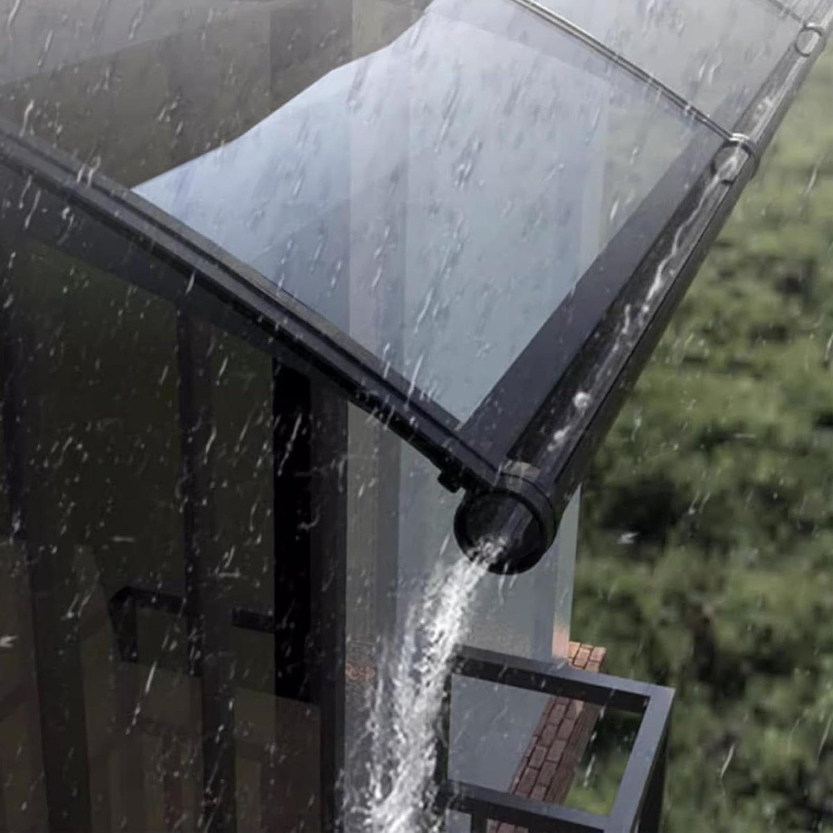 Weerbestendige Deurluifel - Voordeur Overkapping - Bescherming tegen Regen - Aluminium Frame - 45 x 130 cm - Transparant Zwart