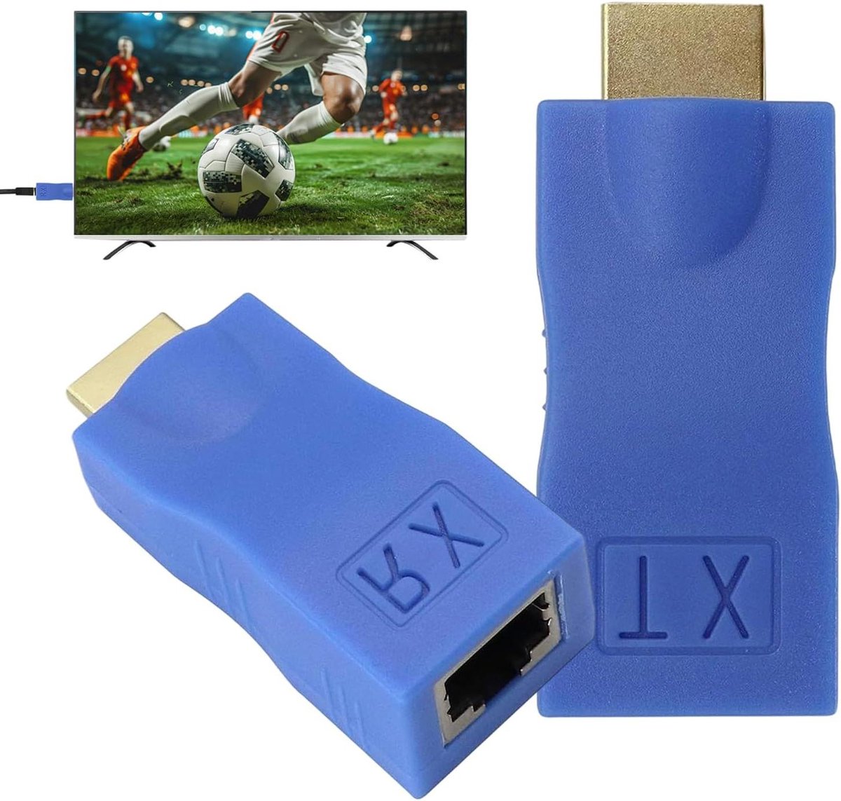 HDTV Adapters - HD Extender - Audio Distributie - 30 Meter Bereik - 6 x 3 x 3 cm - Luchtblauw