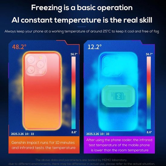 Smartphone Koeler - Telefoon Radiator - Mobiel Koelen - Magnetische Bevestiging - 54x69.5x44mm - Geel van Merkloos — afbeelding 2