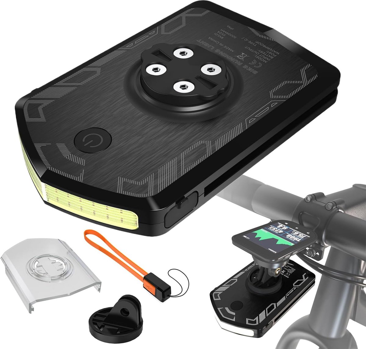 VHV - Fiets telefoonhouder met lamp - USB fiets voorlicht - LED koplamp met houder 5000 mAh 4 standen IPX6 - voor navigatie, woon-werkverkeer en fietsen