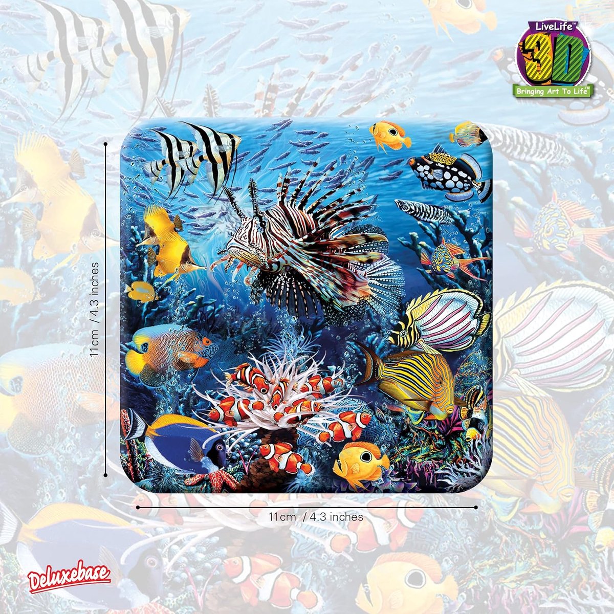 Kurk Onderzetter - Drinkmat 3D - Tafel Beschermen - Realistisch 3D Effect - 11 x 11 cm - Oceaan