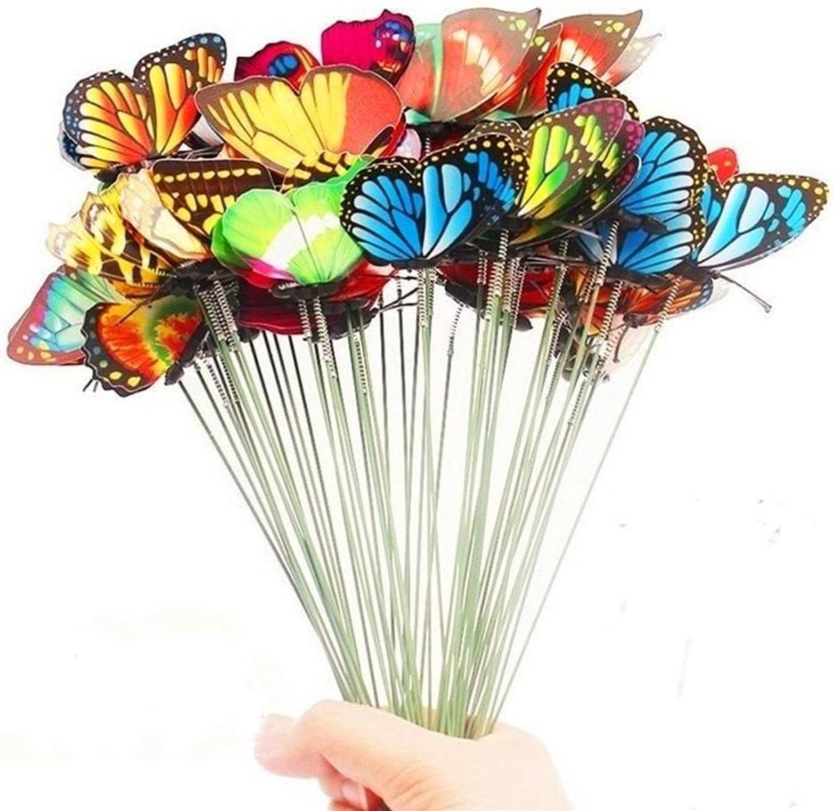 Tuinvlinders set - Decoratieve insecten - Tuin decoreren - Vrolijke kleuren - 48 stuks - Multicolor