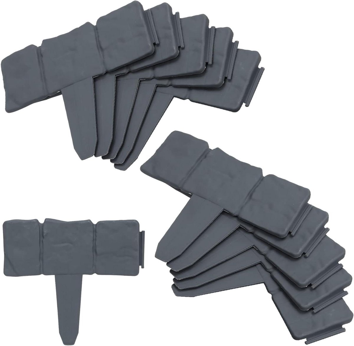 Gazonrand Kunststof - Bloembedomranding Steenlook - Tuin Ordenen - Steenlook Design - 10 meter 40 stuks - Antraciet