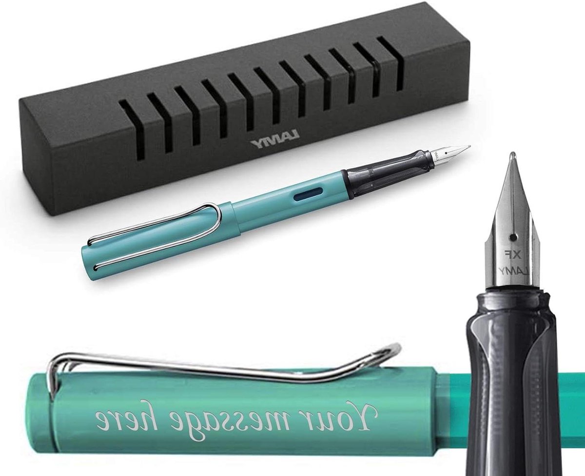 Vulpen - Schrijfinstrument - Mooie brieven schrijven - Gratis gravering - Medium punt - Turkoois blauw