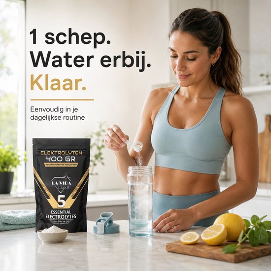 LA VIDA LUXE Elektrolyten Poeder - 68 Porties - 5 Essentiele Electrolyten - Suikervrij Electrolytes Poeder met Natrium, Kalium, Magnesium, Calcium & Chloride - Voor Sport, Hydratatie, Keto & Fasting — afbeelding 4