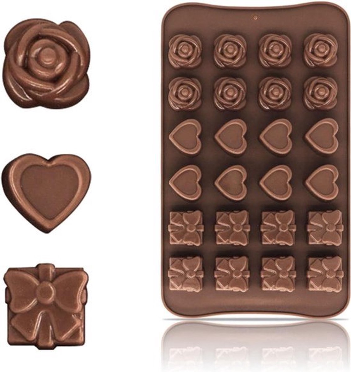2-delige set flexibele en hoogwaardige siliconen mal voor perfecte chocolaatjes, cakes en meer - geschikt voor de oven.