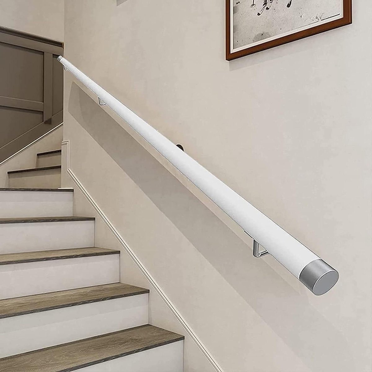 Trapleuning Wit - Houten Reling - Veiligheid Binnen - Met Fittings - 200 cm - Wit
