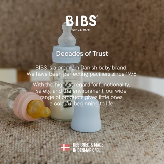 BIBS Glazen Babyfles - 240ml - 2-pack - Natuurrubber speen - Ivory van BIBS — afbeelding 2