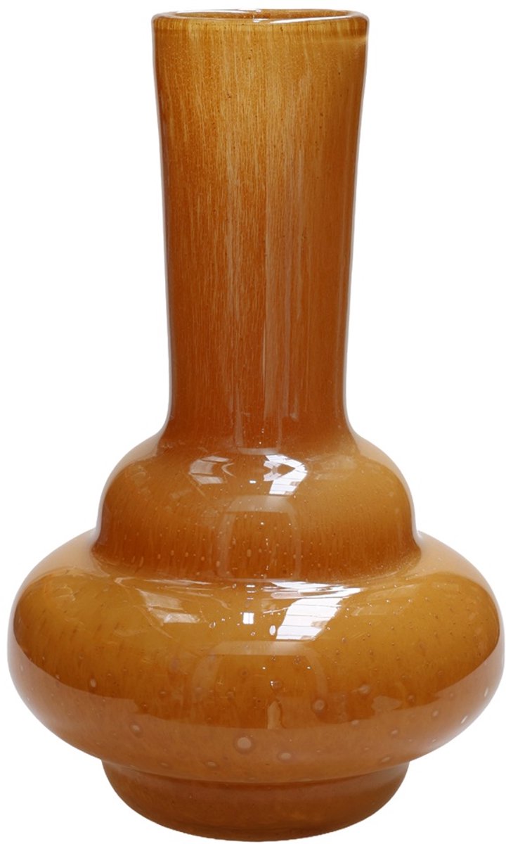 Vase The World Vaas Bolombo Elite | Geel | Mond geblazen glas | Uniek design | Dik zwaar glas | Ø20 x H36 cm