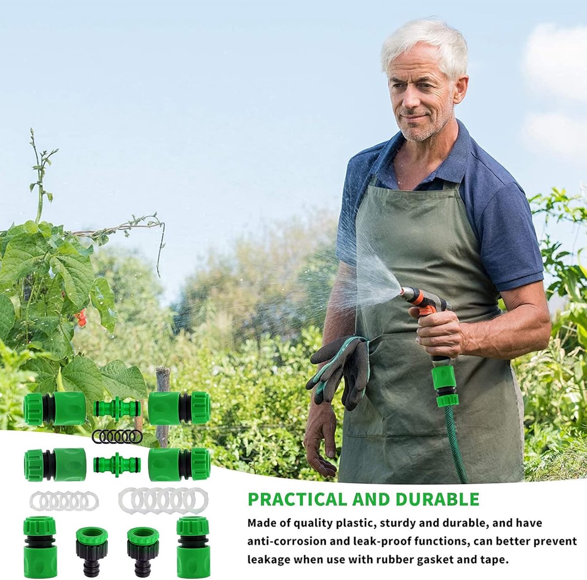 Tuinslang Koppeling Set - Tuinslang Koppelingen - Opzetstukken Set - Tuinslangkoppeling - Waterslangkoppeling En Verbindingsstuk - Slang Adapter - Koppelstuk Bundel met O-ring voor Gazon Irrigatie – foto 6