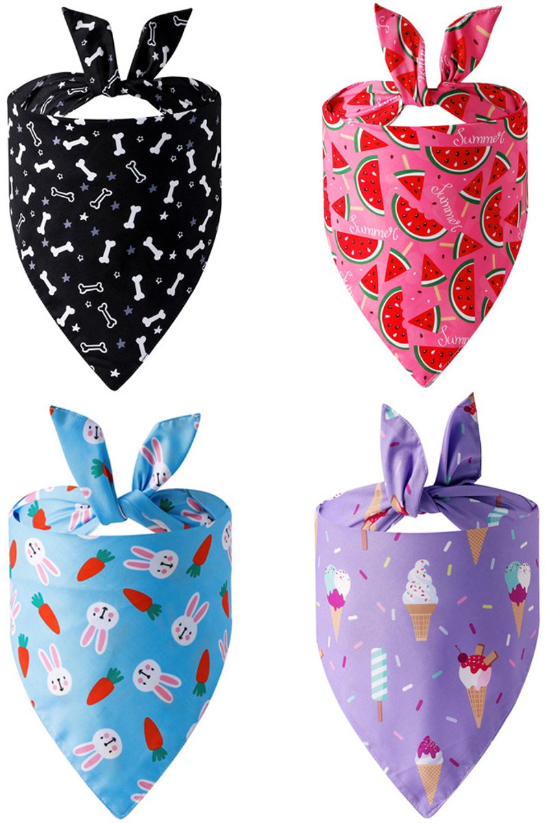 Cuhostki 4 Stuks - Driehoekssjaal - Voor Huisdieren Polyester Zomer Motieven