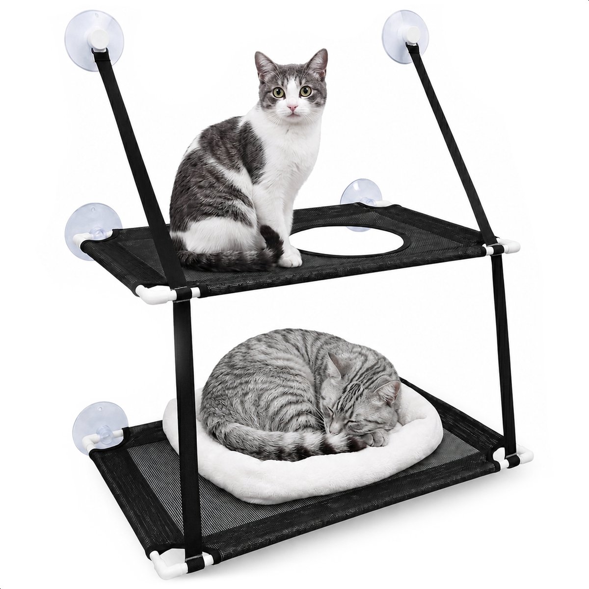 Bol.com Raamhangmat - Dubbellaags - Met zuignappen - 20kg draag gewicht - Kattenhangmat - Hangmat kat - Kattenbed - Kattenkussen... aanbieding