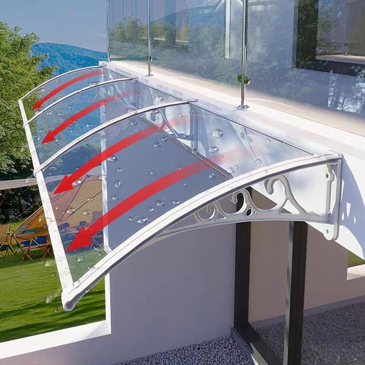 Raamluifel Voordeur - Afdak Deur Luifel - Bescherming Buiten - Slagvast Polycarbonaat - 60x60cm - Wit