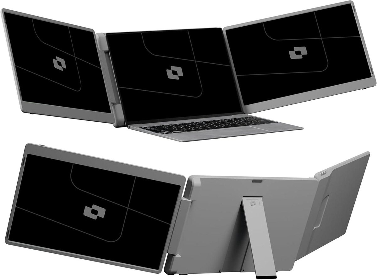 Draagbare Monitor - Extra Beeldscherm Laptop - Productief Werken - Uniek Kantelsysteem - 14 inch - Grijs