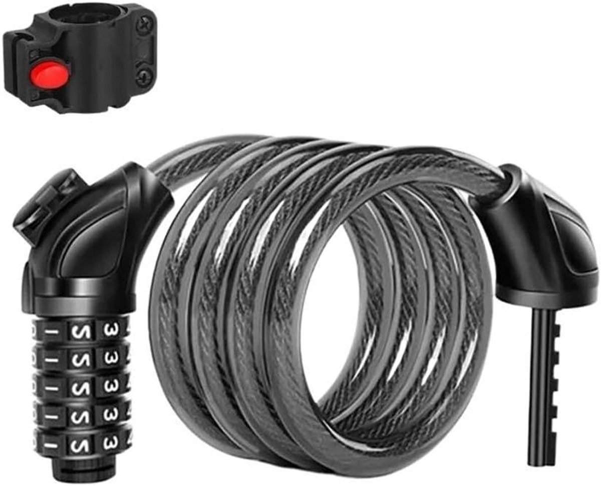 Fietskabelslot - Fietsslot Kabel - Fiets Beveiligen - Zelf in te stellen Code - 54 cm - Zwart