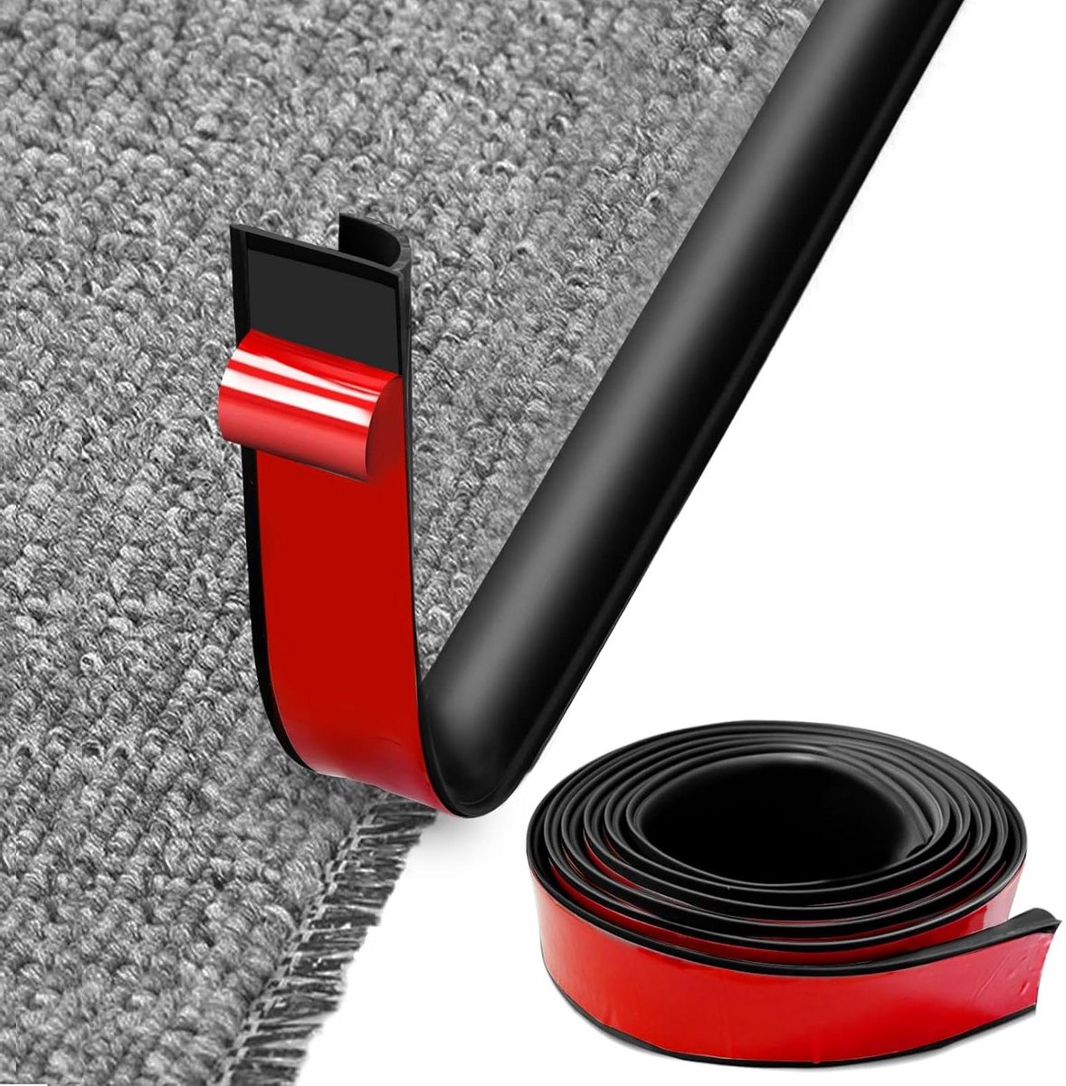 PVC Overgangslijst - Zelfklevend 3M - Voor Tapijt, Houten Vloeren, Deurdrempels en Trappen - Zwart