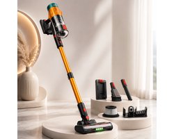 Avey S670 Steelstofzuiger Draadloos – 550W – 35Kpa Zuigkracht – 40 min Batterijduur – Zakloos – Lichtgewicht – LED Verlichting – 3 Snelheden – Kruimeldief – Voor Alle Vloeren & Dierenharen