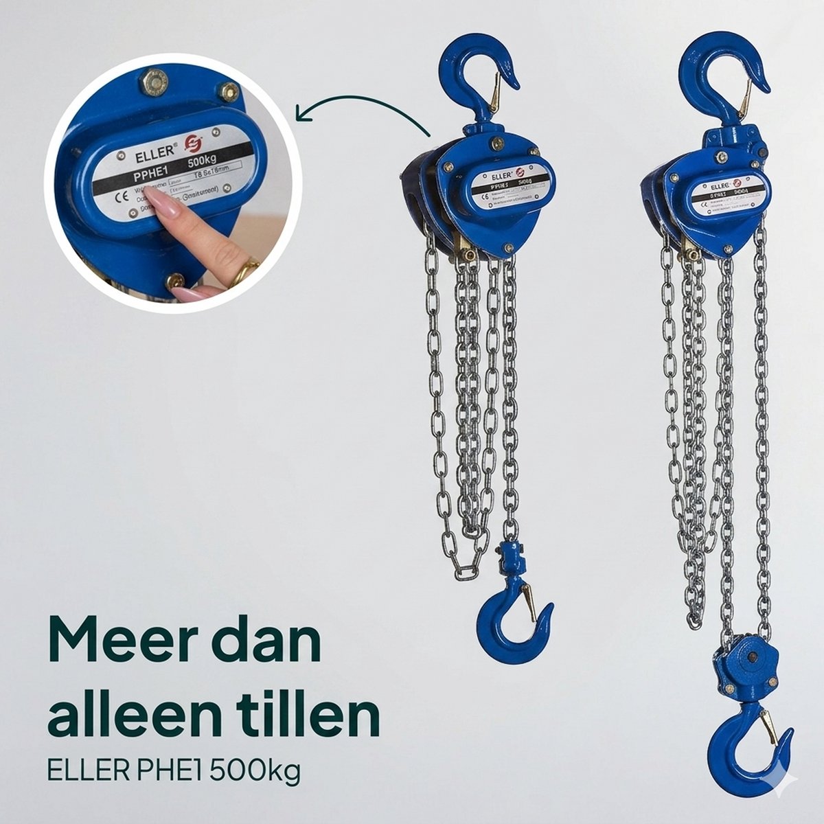 Handtakel PHE-1 - 3.000 kg werklast - 6 meter hijshoogte - Met certificaat