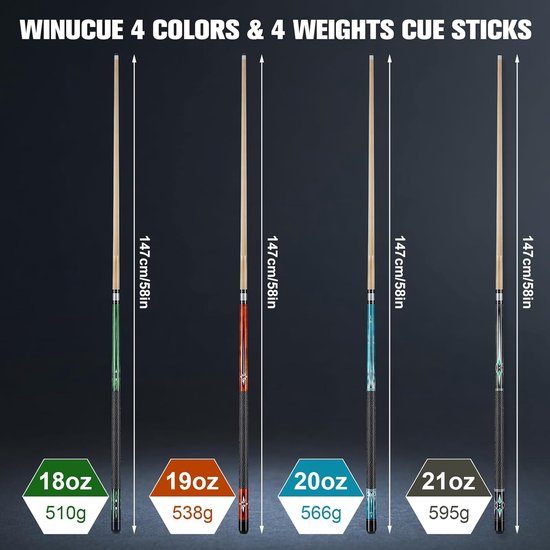 Biljartkeu - Poolstick Keu - Poolen - Canadees Esdoornhout - 147 cm - Bruin — afbeelding 4