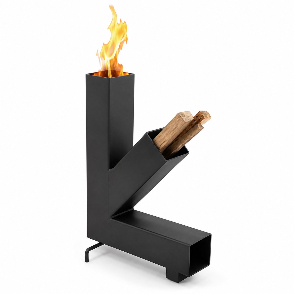 Premium Rocket Stove – 10 kg Staal – Nederlands Product – Robuust Buitenfornuis – 40x20x56 cm – Houtgestookt - Zwart